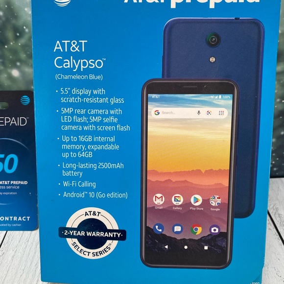NIB AT&T Calypso Prepaid Phone - Chameleon Blue with $50 pre-paid service Card - Picture 3 of 6